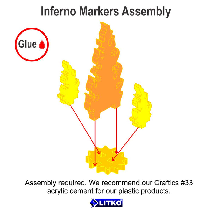 LITKO Inferno Marker Set, Medium, Fluorescent Orange & Transparent Yellow (5)-Tokens-LITKO Game Accessories