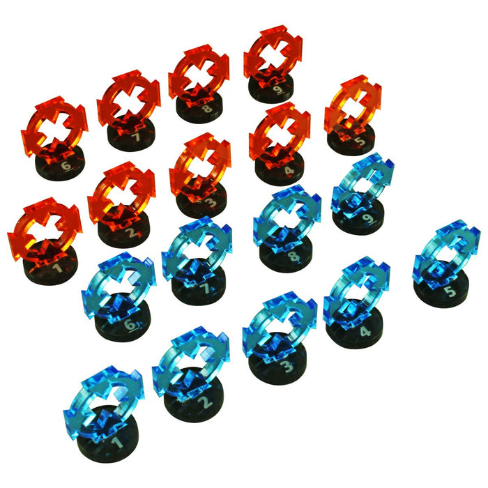 LITKO Space Fighter Target Lock Marker Expansion Set #1-9 Compatible with X-Wing, Fluorescent Blue and Fluorescent Orange (18)-Tokens-LITKO Game Accessories