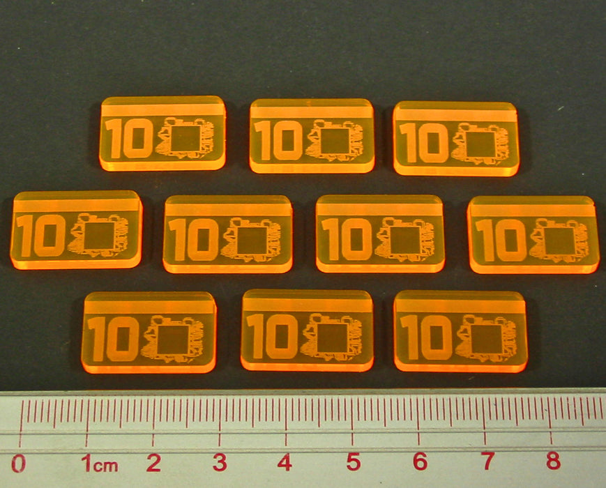 LITKO Net Hacker 10-Credit Tokens, Fluorescent Orange (10)-Tokens-LITKO Game Accessories