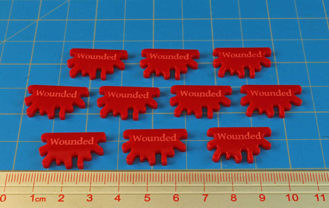 LITKO Wounded Tokens Compatible with Song of Blades and Heroes, Red (10)-Tokens-LITKO Game Accessories