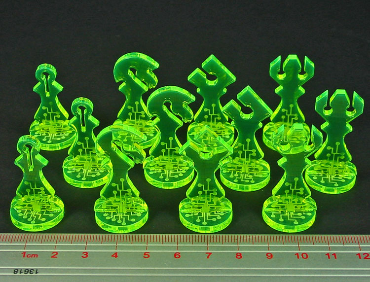 LITKO Net Hacker Chess Program Markers Compatible with Android: Netrunner, Fluorescent Green (12)-Tokens-LITKO Game Accessories