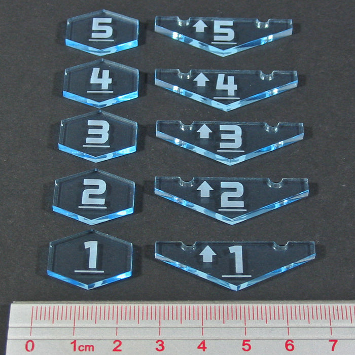 LITKO Space Combat Place Holder Token Set #1-5, Transparent Light Blue (10)-Tokens-LITKO Game Accessories