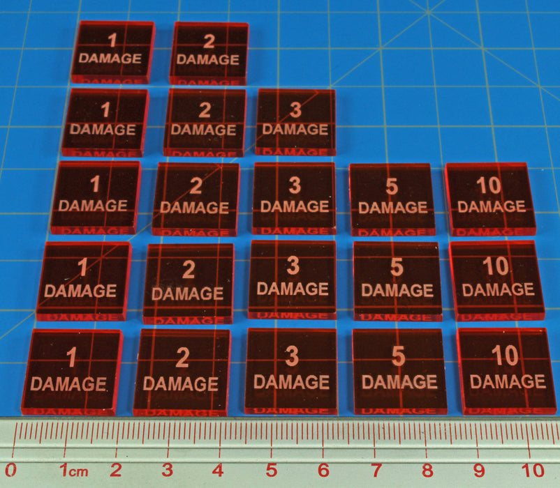 Numbered Damage Token Set, Fluorescent Amber (20)-Tokens-LITKO Game Accessories