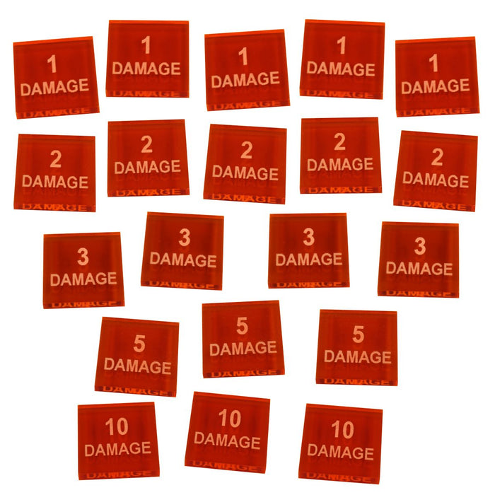 Numbered Damage Token Set, Fluorescent Amber (20)-Tokens-LITKO Game Accessories