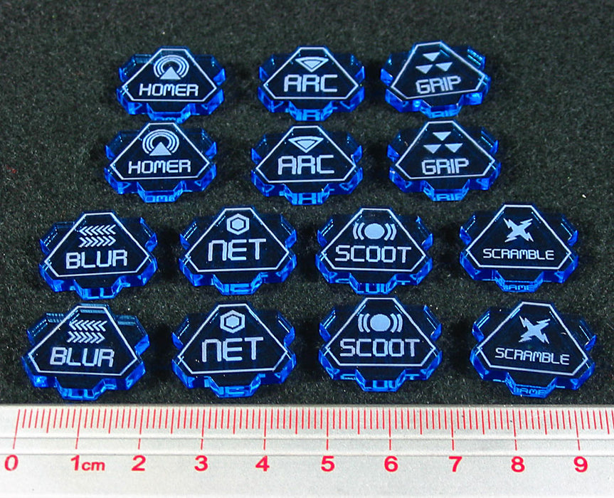 LITKO Weapon Effect Token Set Compatible with GoA, Fluorescent Blue (14)-Tokens-LITKO Game Accessories
