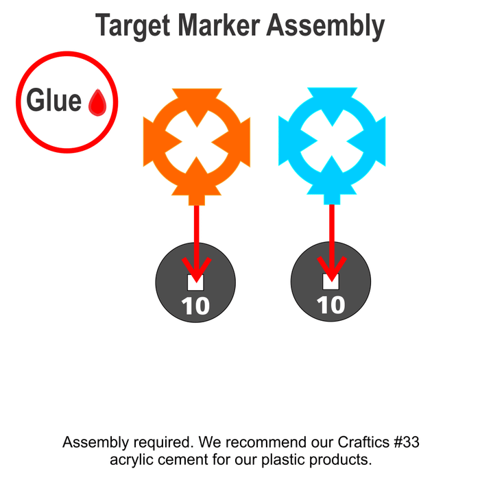 Space Fighter Target Marker Expansion Set #10-18, Fluorescent Blue and Fluorescent Orange (18) - LITKO Game Accessories