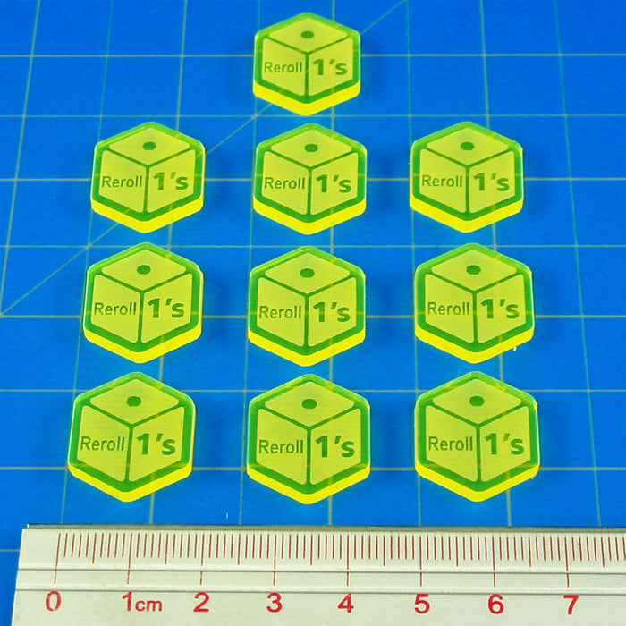 Reroll Ones Tokens, Fluorescent Yellow (10)-Tokens-LITKO Game Accessories