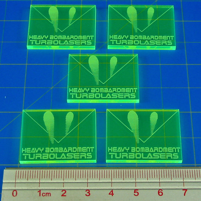 LITKO Space Fighter Turbolasers Tokens, Fluorescent Green (5)-Tokens-LITKO Game Accessories