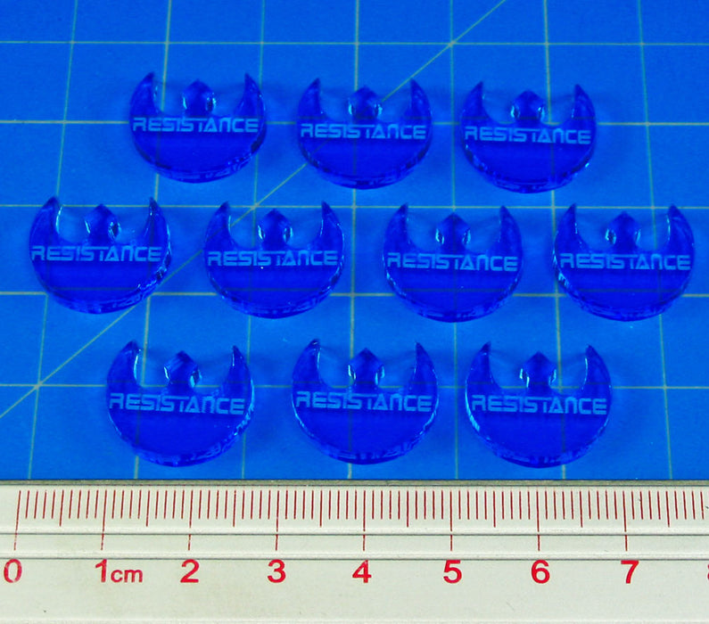 Resistance Faction Tokens, Fluorescent Blue (10)-Tokens-LITKO Game Accessories