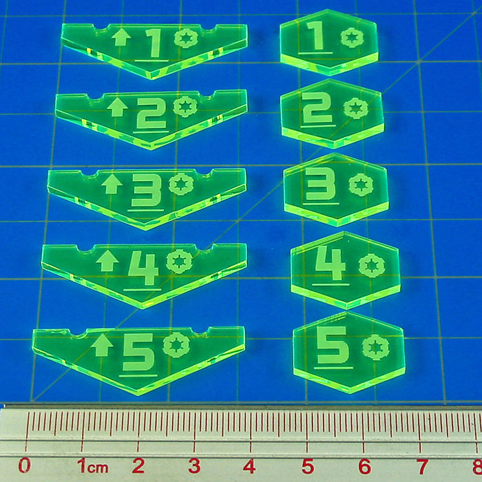 LITKO Space Fighter Empire Place Holder Token Set #1-5, Fluorescent Green (10)-Tokens-LITKO Game Accessories