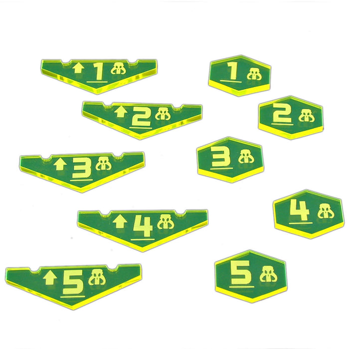 LITKO Space Fighter Scum Place Holder Token Set #1-5, Fluorescent Yellow (10)-Tokens-LITKO Game Accessories
