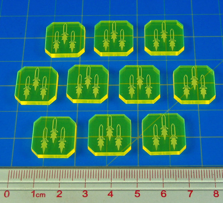 LITKO Space Fighter Homing Missile Tokens, Fluorescent Yellow (10)-Tokens-LITKO Game Accessories