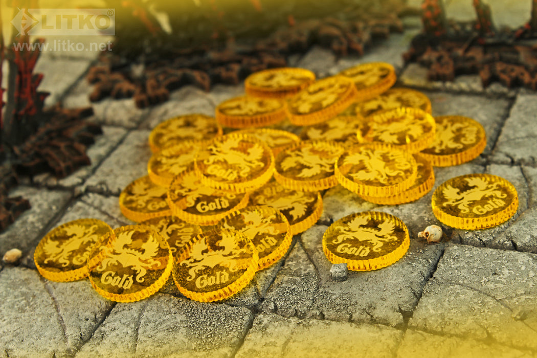 LITKO Thrones LCG, Gold Coin Tokens, Transparent Yellow (26)-Tokens-LITKO Game Accessories