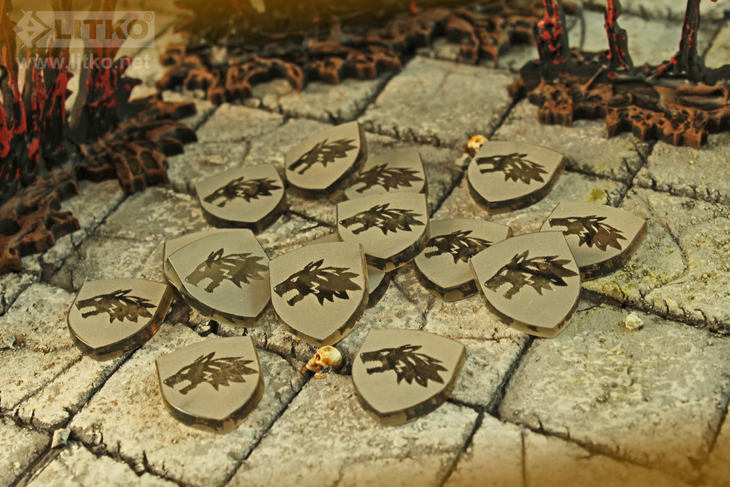 LITKO Thrones LCG, House Wolf Power Tokens, Transparent Bronze (15)-Tokens-LITKO Game Accessories