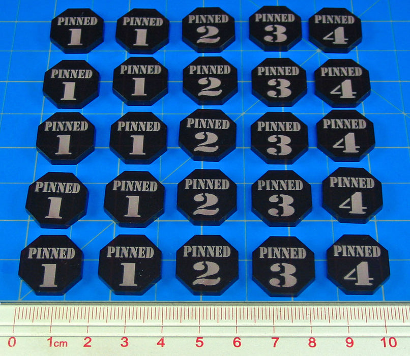 Pinned Token Set, Numbers 1-4, Translucent Red (25)-Tokens-LITKO Game Accessories