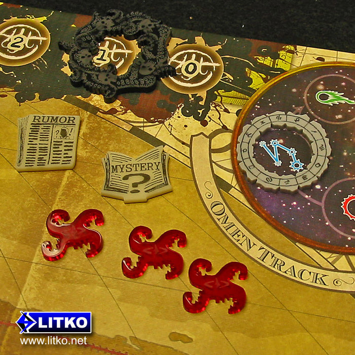 LITKO Cthulhu Rumor & Mystery Token Set Compatible with Eldritch Horror, Ivory (5)-Tokens-LITKO Game Accessories