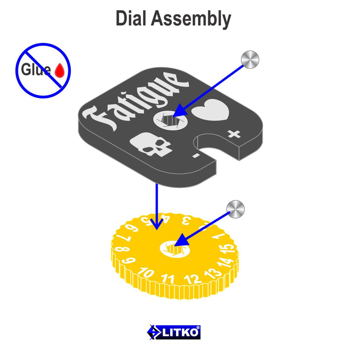 LITKO Dungeon Fatigue Dials, Translucent Grey & Fluorescent Yellow (2)-Status Dials-LITKO Game Accessories
