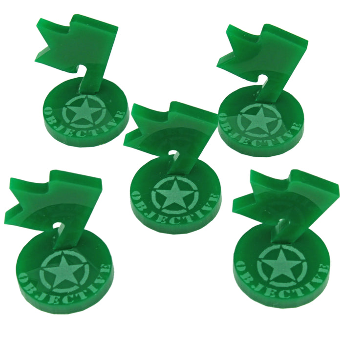 LITKO WWII American Mini Objective Markers, Green (5)-Tokens-LITKO Game Accessories