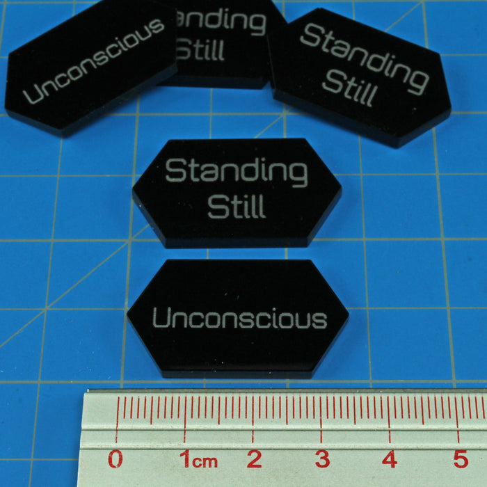 LITKO Mecha Combat Double-Sided Unconscious/Standing Still Tokens, Black (5)-Tokens-LITKO Game Accessories