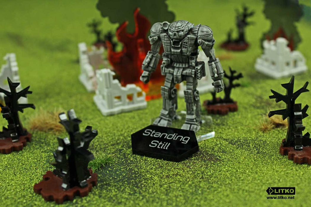 LITKO Mecha Combat Double-Sided Unconscious/Standing Still Tokens, Black (5)-Tokens-LITKO Game Accessories