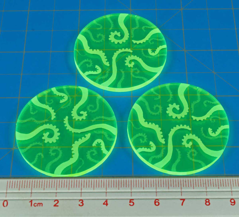 LITKO Cthulhu Tentacles Sealed Gate Tokens Compatible with the Cthulhu Horror Games, Fluorescent Green (3)-Tokens-LITKO Game Accessories