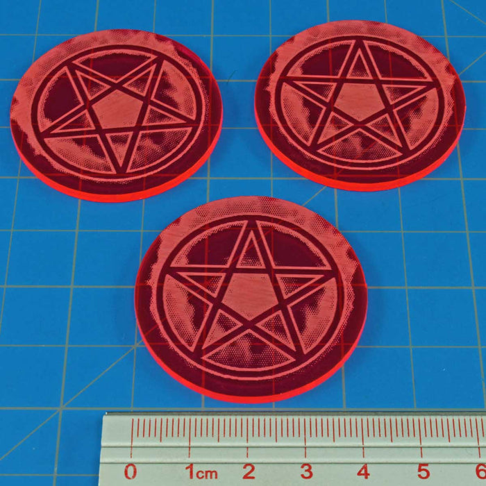 LITKO Cthulhu Pentagram Sealed Gate Tokens Compatible with the Cthulhu Horror Games, Fluorescent Pink (3)-Tokens-LITKO Game Accessories