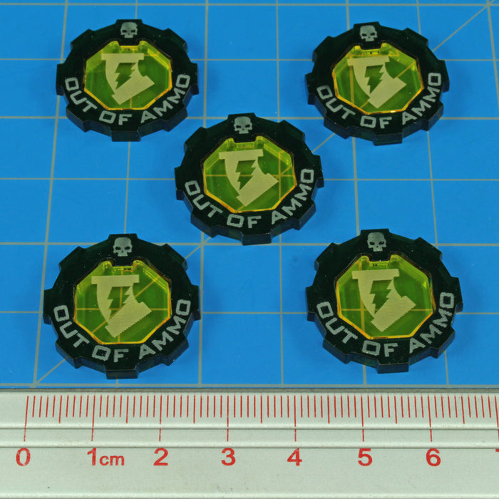 Armageddon 2-Tone Out of Ammo Token Set, Transparent Yellow & Translucent Green (5)-Tokens-LITKO Game Accessories