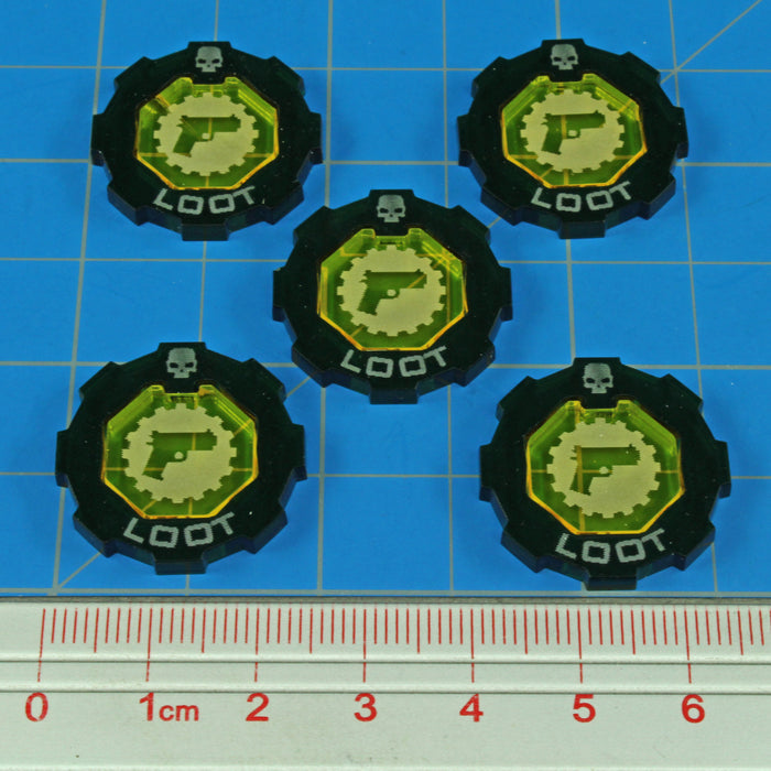 Armageddon 2-Tone Loot Token Set, Transparent Yellow & Translucent Green (5)-Tokens-LITKO Game Accessories