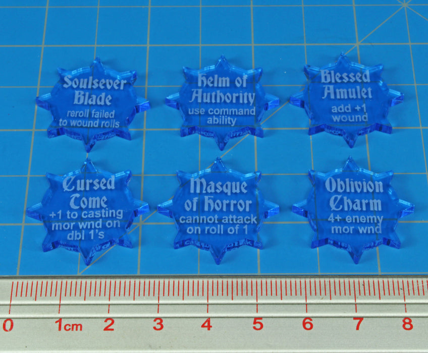 LITKO Artifacts Token Set Compatible with AoS: SKIRMISH, Fluorescent Blue (6)-Tokens-LITKO Game Accessories