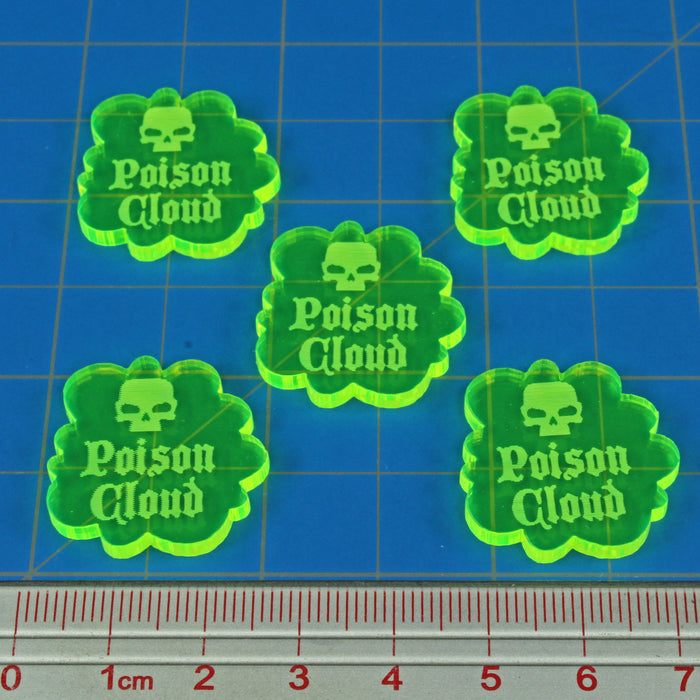 Poison Cloud Tokens, Fluorescent Green (5)-Tokens-LITKO Game Accessories