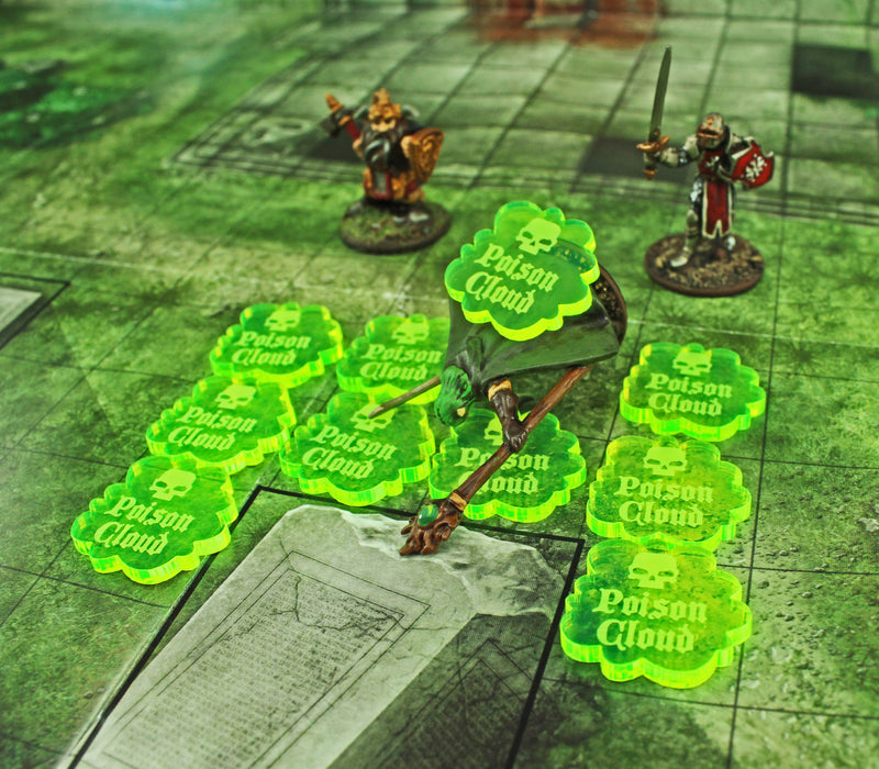 Poison Cloud Tokens, Fluorescent Green (5)-Tokens-LITKO Game Accessories
