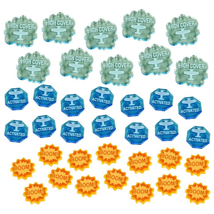 Activate, Boom! and High Cover Token Set Compatible with BRS, Multi-Color (38) - LITKO Game Accessories
