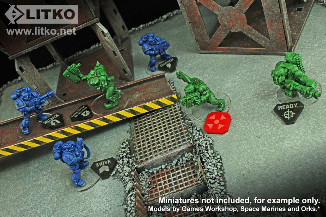 LITKO Combat Token Set Compatible with Warhammer: Kill Team, Translucent Grey & Red (50)-Tokens-LITKO Game Accessories