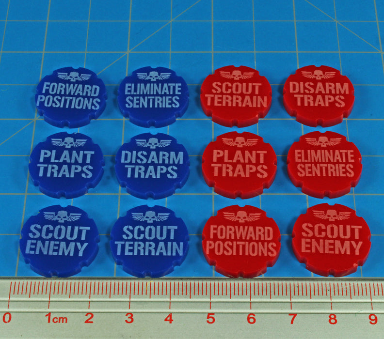 LITKO Scout Phase Token Set compatible with WH:KT, Red & Blue (12) - LITKO Game Accessories