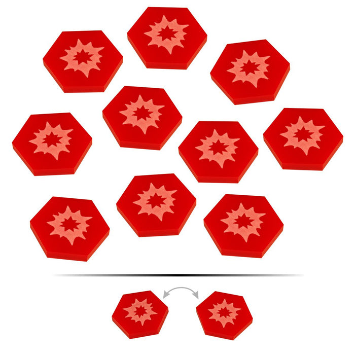 LITKO Space Fighter 2nd Edition Double-Sided Critical Damage Tokens, Red (10)-Tokens-LITKO Game Accessories