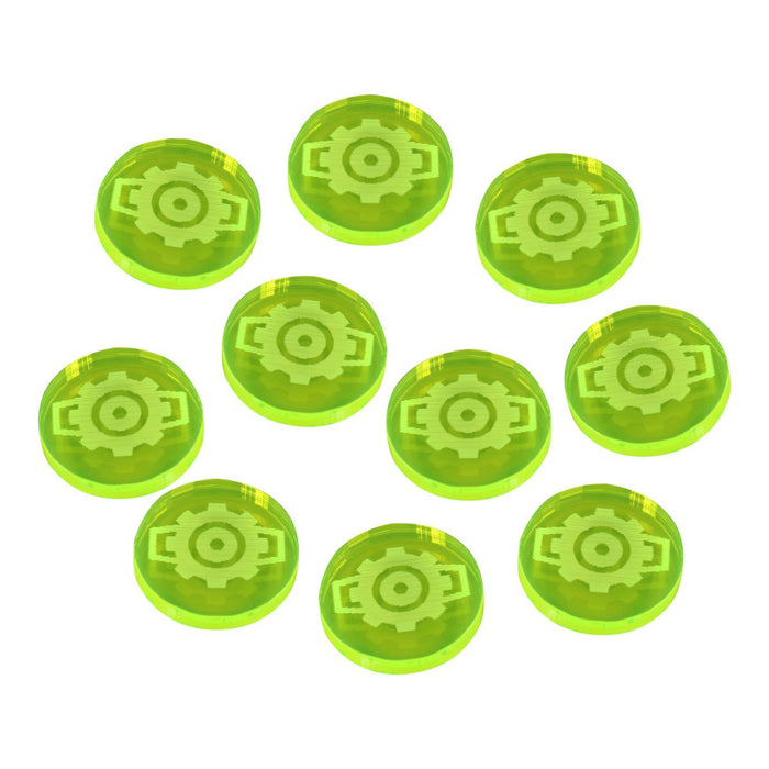LITKO Space Fighter 2nd Edition Calculate Tokens, Fluorescent Green (10) - LITKO Game Accessories