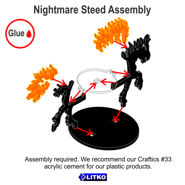 LITKO Nightmare Steed Character Mount with 40mm Circular Base - LITKO Game Accessories