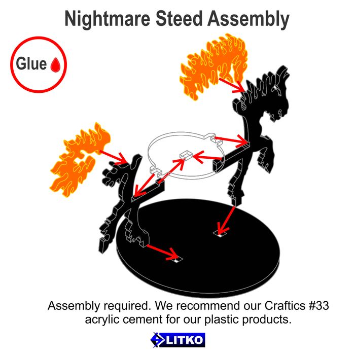 LITKO Nightmare Steed Character Mount with 50mm Circular Base - LITKO Game Accessories