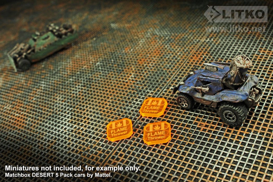 Gaslands Miniatures Game Flame Thrower Ammo Tokens, Fluorescent Orange (10)-Tokens-LITKO Game Accessories
