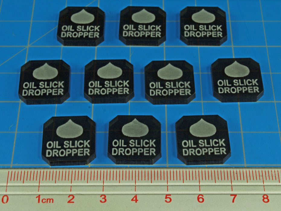 Gaslands Miniatures Game Oil Slick Dropper Ammo Tokens, Translucent Grey (10)-Tokens-LITKO Game Accessories