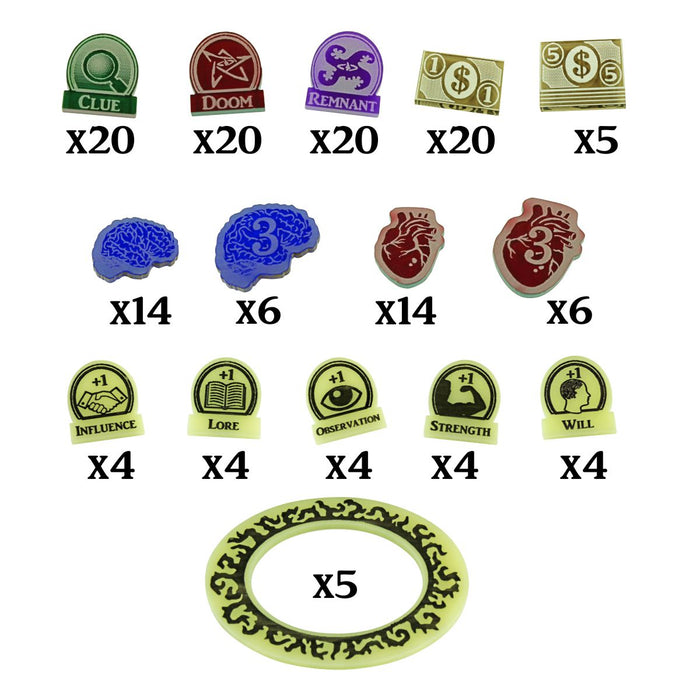 LITKO Game Upgrade Set Compatible with Arkham 3rd Edition, Multi-Colored (150)-Tokens-LITKO Game Accessories