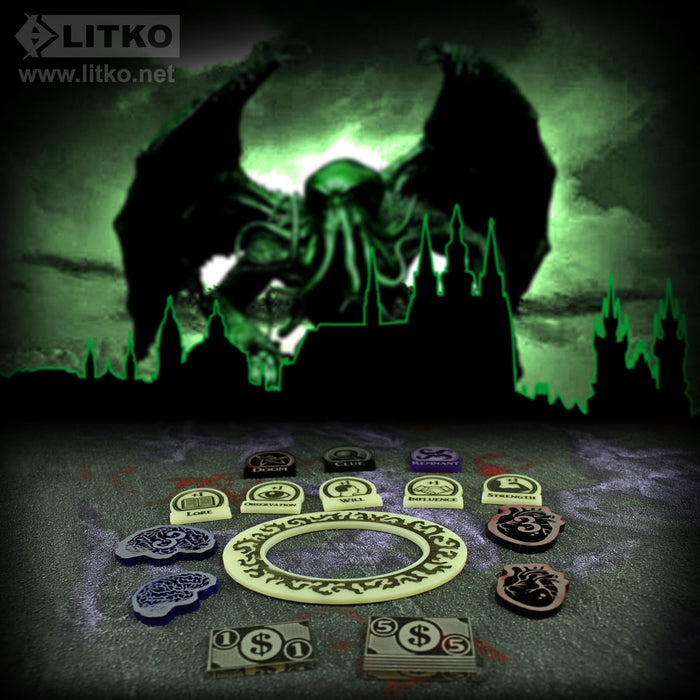 LITKO Game Upgrade Set Compatible with Arkham 3rd Edition, Multi-Colored (150)-Tokens-LITKO Game Accessories