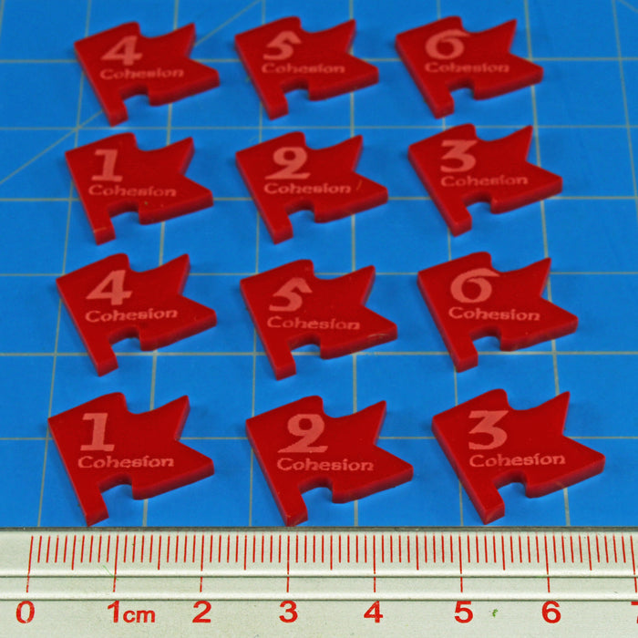 LITKO Cohesion Tokens Numbered 1-6 Compatible with Dux Bellorum, Red (12) - LITKO Game Accessories