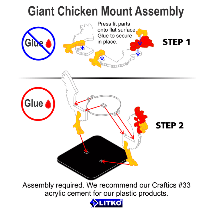 LITKO Giant Chicken Character Mount with 2-Inch Square Base, White - LITKO Game Accessories
