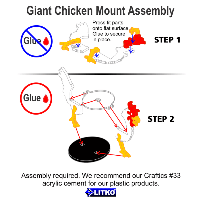 LITKO Giant Chicken Character Mount with 40mm Circular Base, White - LITKO Game Accessories