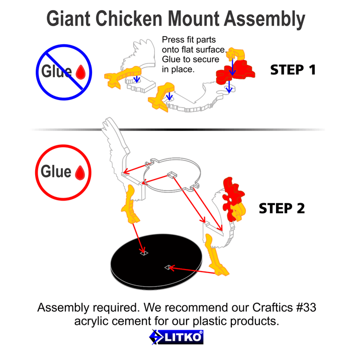LITKO Giant Chicken Character Mount with 50mm Circular Base, White - LITKO Game Accessories