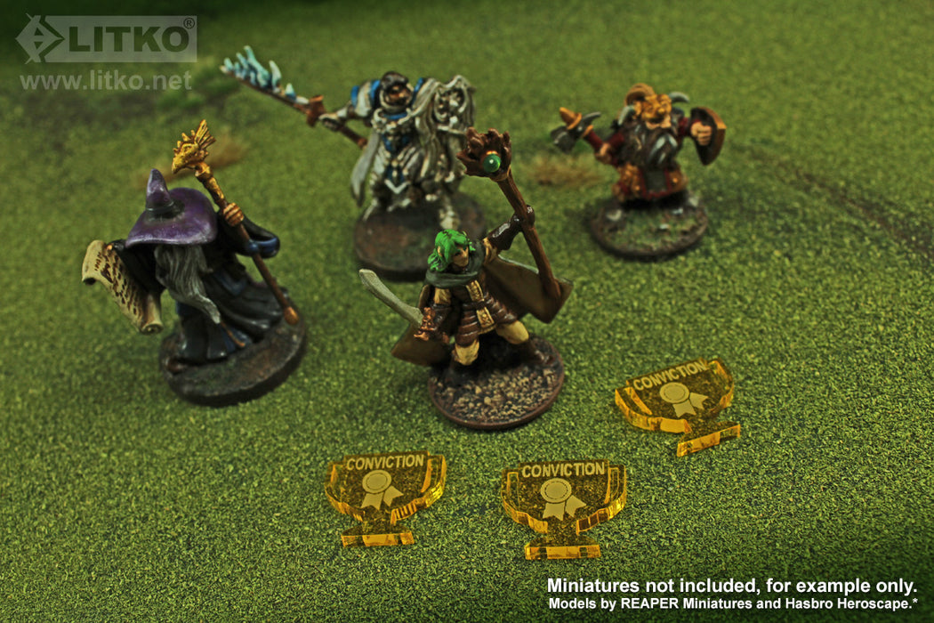 LITKO Conviction Tokens compatible with the Savage Worlds Game System, Transparent Yellow (10)-Tokens-LITKO Game Accessories
