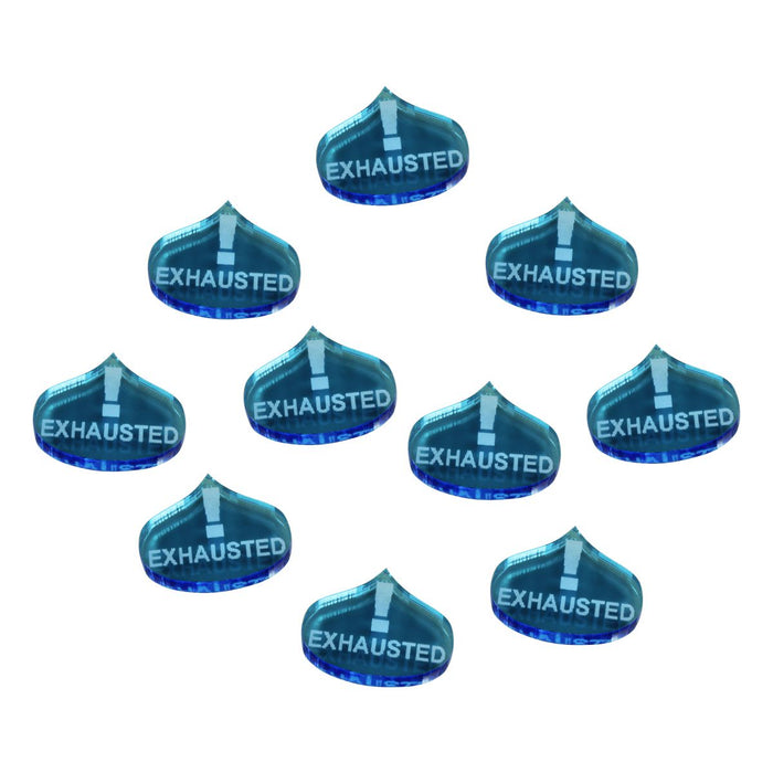 LITKO Exhausted Tokens compatible with the Savage Worlds Game System, Fluorescent Blue (10) - LITKO Game Accessories