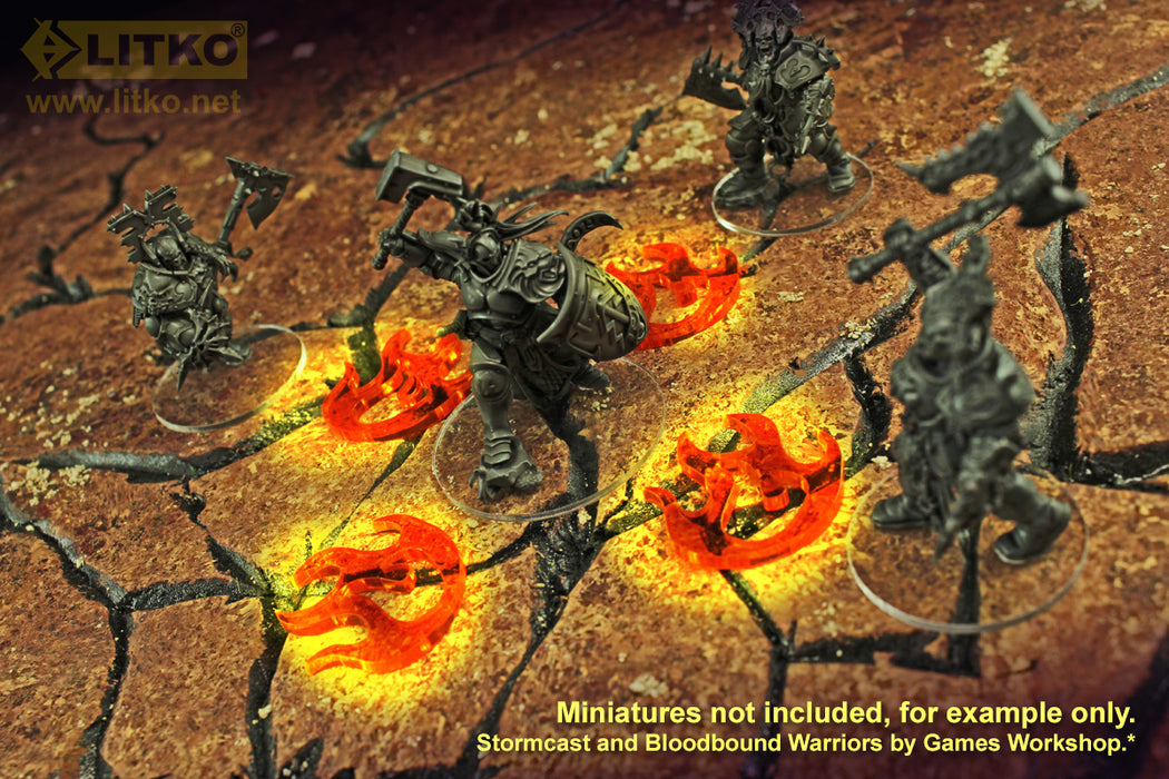 LITKO Large Fire Tokens, Fluorescent Amber (10)-Tokens-LITKO Game Accessories