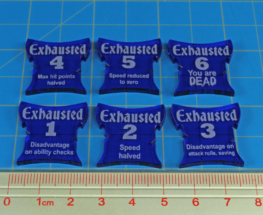 LITKO Exhaustion Token Set Compatible with 5th Edition, Translucent Blue (6) - LITKO Game Accessories